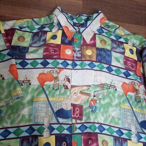 Vintage Burma Bibas Golf Silk Button Shirt